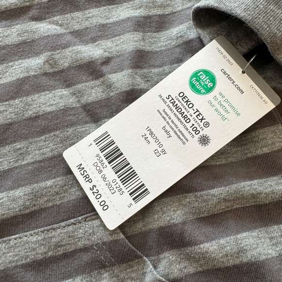 Carters striped one piece hooded body suit grey nwt - Picture 2 of 4
